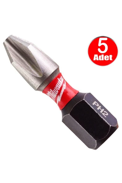 Milwaukee Bits Yıldız Uç Vidalama Matkap Ucu Ph2 x 25mm -5 Adet ürün görseli 1