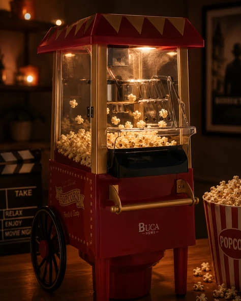 Yağsız Mısır Patlatma Makinesi Sıcak Hava Popcorn Makinesi Nostaljik Tasarım ürün görseli 1