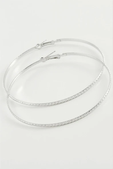 Burgulu Zikzak Metal Halka Küpe 8-9-10 cm ürün görseli 1