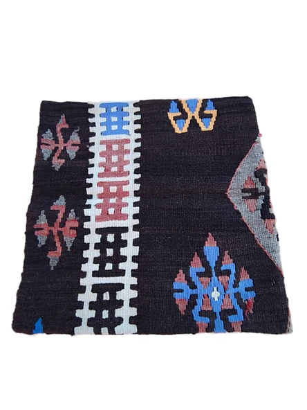 El Dokuma Yün Kilimden Üretilmiş Kırlent Yastık Kılıfı (40x40 cm) ürün görseli 1