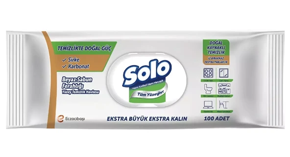 Solo Yüzey Temizleyici Mendil Doğal Sabun 100lü ürün görseli 1