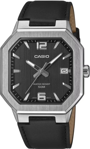 CASIO MTP-B195L-1AVDF SİYAH DERİ KORDON KARE ERKEK KOL SAATİ ürün görseli 1