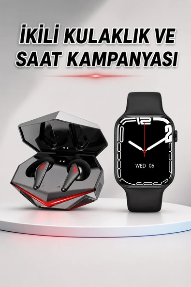 İkili Set Dev Kampanya Ucuz Kulaklık Ucuz Akıllı Saat Gürültü Önleyici Uzun Pil Ömrü ürün görseli 1