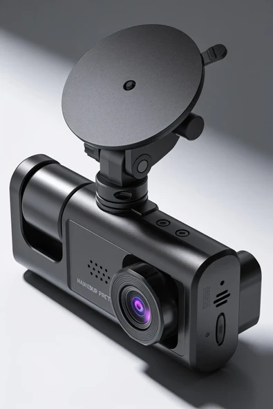 Araç İçi Kamera 3 Kameralı Dashcam Ön Arka İç Kayıt Geri Görüş Kameralı ürün görseli 1