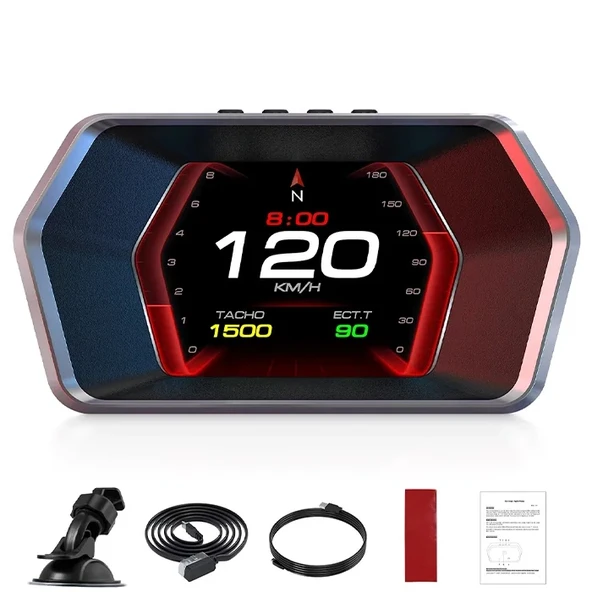 Nevamel® Ally P17 HUD OBD2 & GPS Çift Sistemli Araç Bilgisayarı | Dijital Kilometre Su ve Yağ Sıcaklığı Ölçer Hız & Alar ürün görseli 1