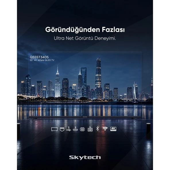 Skytech Q55ST3405 4K Ultra HD 55" 139 Ekran Uydu Alıcılı Smart QLED TV ürün görseli 1