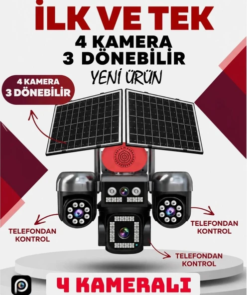 3mp+3mp+3mp+3mp 12MP Aov Esim 4g Solar 4 Kameralı 3 Lens Ptz Akıllı Kamera ürün görseli 1