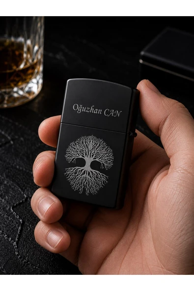 İsime Kişiye Özel Sonsuzluk Ağacı Temalı Benzinli Çakmak Premium Hediye Dolu Gönderim ürün görseli 1