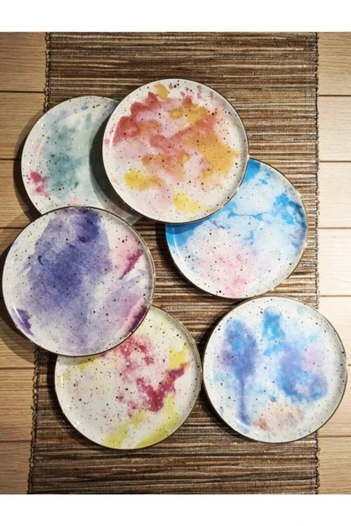 Porland Cosmos Karma Desen Pasta Tabağı 20cm 6'lı ürün görseli 1
