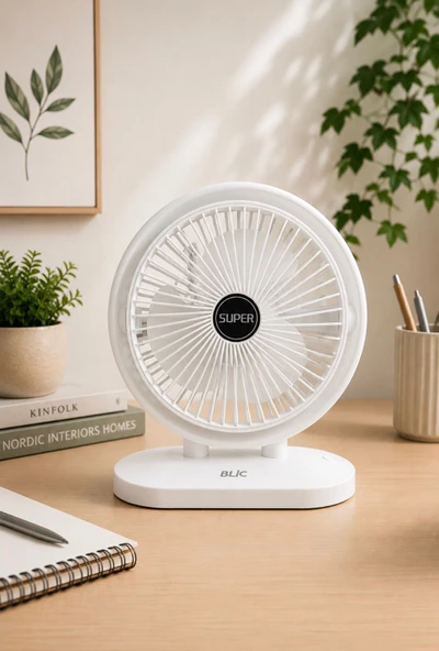 Masaüstü Vantilatör Taşınabilir 3 Kademeli Şarjlı Masaüstü Soğutucu Fan 180° Ayarlanabilir ürün görseli 1