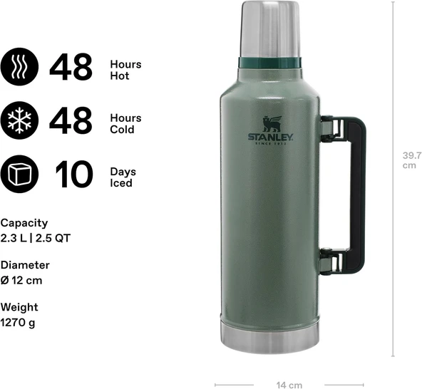 Stanley Klasik Vakumlu Çelik Termos 2.3 L Yeşil - Resim 4