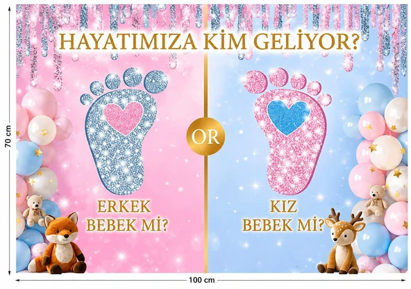 Cinsiyet Belirleme Partisi Baskılı Branda 70x100 cm ürün görseli 1