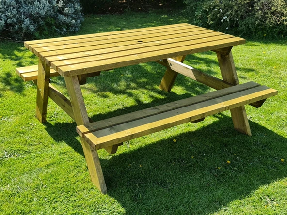 iAhşap 150 cm Fırınlanmış Emprenyeli Ahşap Piknik Masası - Özel Üretim Dış Mekan ürün görseli 1