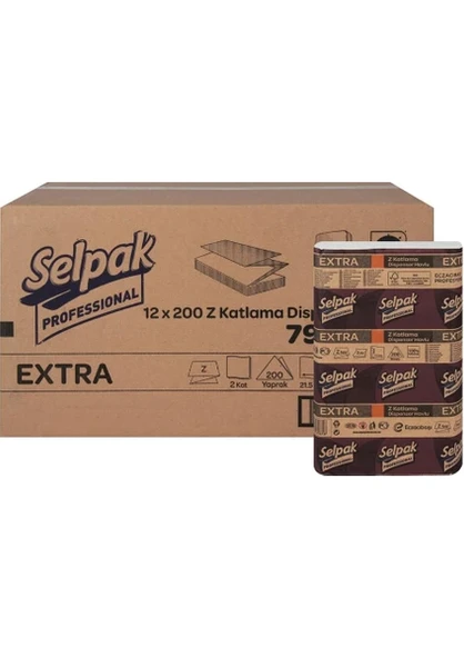 Selpak Extra Z Katlı Dispenser Havlu 200 Yaprak X 12 ürün görseli 1