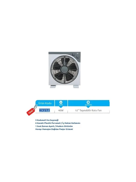 VANTİ KCF271 KUTU FAN VANTILATÖR 50W - Resim 2
