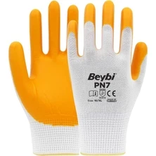 Pn7 Sarı Polyester Örme Nitril Iş Eldiveni 10 Beden 12 Çift ürün görseli 1