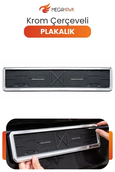 Krom Çerçeveli Plakalık Universal Araç Plaka Çerçevesi Dayanıklı Şık Tasarım 2 Adet ürün görseli 1