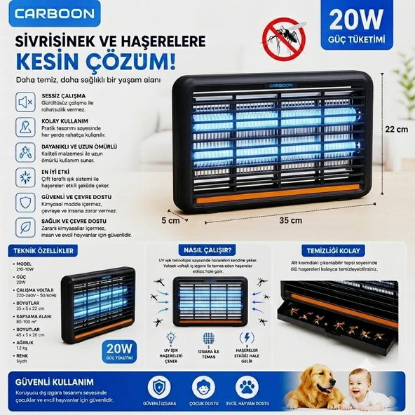 Zincirli 20W Elektrikli Sinek Öldürücü – Etkili Koruma, Sessiz ve Hijyenik Sivrisinek Haşere Kovucu ürün görseli 1