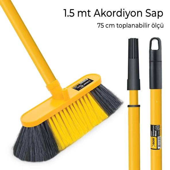 SGS 4165 Hortum Girişli Teleskopik Oto Yıkama Fırçası 1.5 Metre (23 cm) - Çizmez Araç Fırçası ürün görseli 1