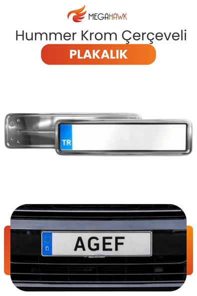 Hummer Krom Plakalık Paslanmaz Metal Şık Tasarım Universal Plaka Çerçevesi 2 Adet ürün görseli 1