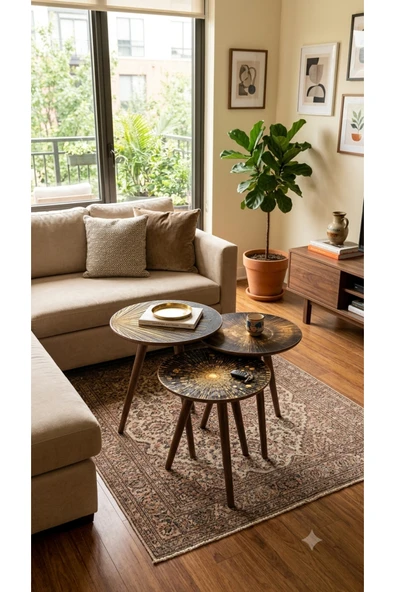 Fercom Dekoratif Zigon Sehpa Seti - Resim 3