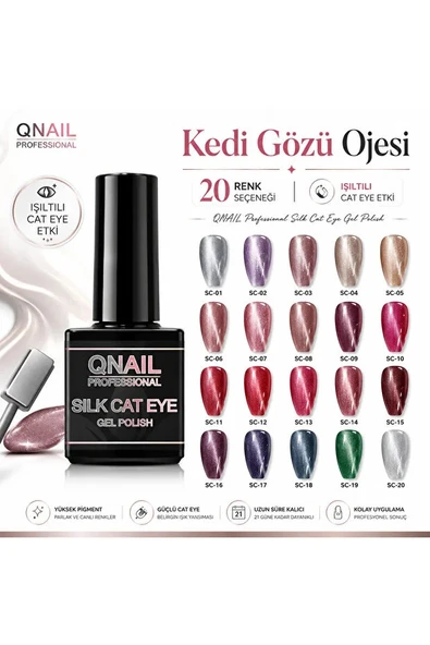Kedi Gözü İpek Efektli Kalıcı Jel Oje Manyetik Parlak Cat Eye Nail Art Ojesi ürün görseli 1