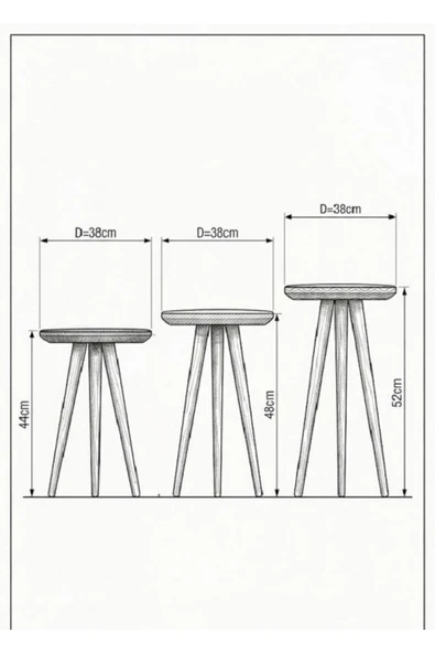 Gurva Dekoratif Zigon Sehpa Seti - Resim 4