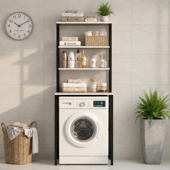 Kenzlife çamaşır kurutma makinesi dolabı domaniç crdsyh 180*070*60 mat suntalam metal siyah boya ürün görseli 1