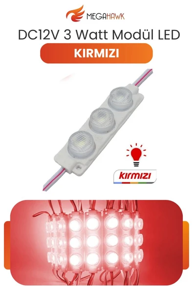 DC 12V 3W Kırmızı Modül Parmak LED Su Geçirmez Tabela Aydınlatma Dekoratif LED Modül 10 Adet ürün görseli 1