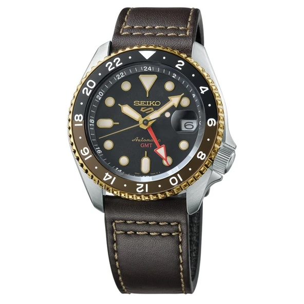 SEIKO 5 SPORTS GMT SSK036 PİLSİZ OTOMATİK KAHVERENGİ DERİ KORDON ERKEK KOL SAATİ ürün görseli 1