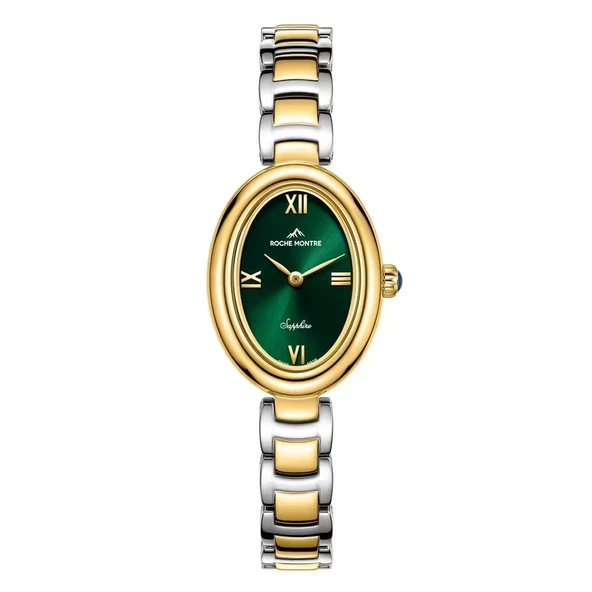 ROCHE MONTRE RML5024-05 SWISS MADE SAFİR CAM YEŞİL KADRAN ALTIN KAPLAMA KADIN KOL SAATİ ürün görseli 1