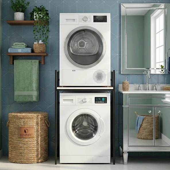 Kenzlife çamaşır kurutma makinesi dolabı kinyas cvzsyh 115*070*60 mat suntalam metal siyah boya ürün görseli 1