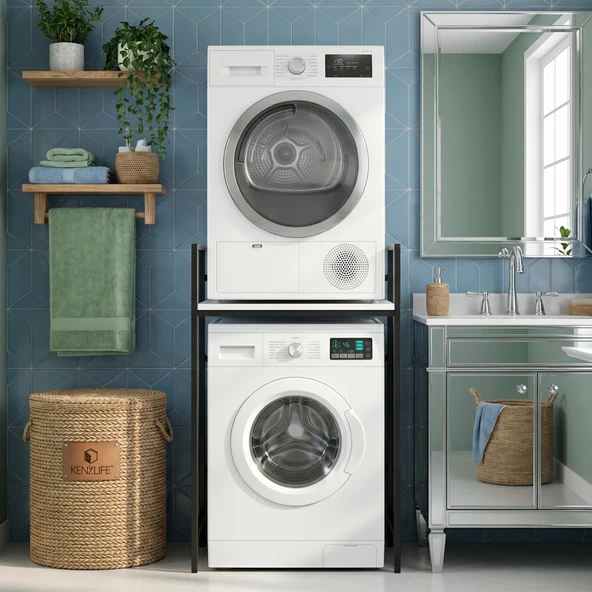 Kenzlife çamaşır kurutma makinesi dolabı kinyas byzsyh 115*070*60 mat suntalam metal siyah boya ürün görseli 1
