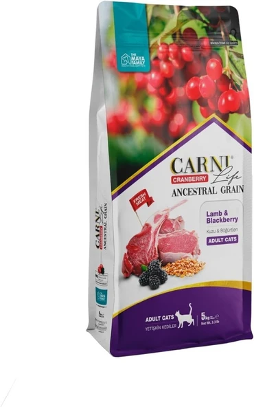 Carni Life Kızılcıklı Kuzu Etli ve Böğürtlenli Yetişkin Kedi Maması 5 Kg ürün görseli 1