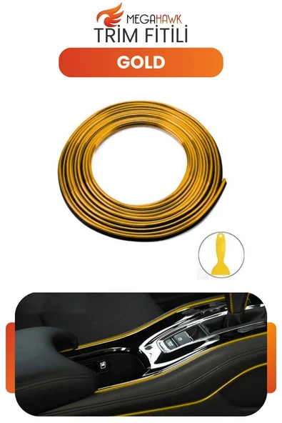 Trim Fitili Gold Araç İçi Dekoratif Şerit Torpido Kapı Arası Süsleme ürün görseli 1