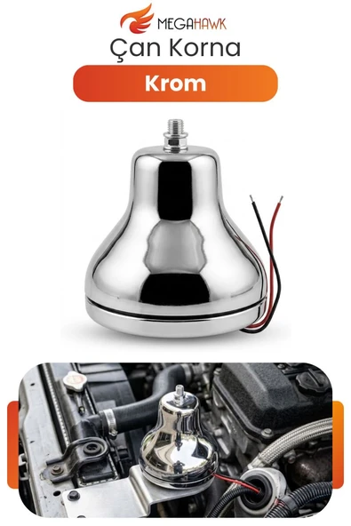 12V Krom Çan Korna Metal Gövde Güçlü Ses Evrensel Oto Korna Dayanıklı Tekli Korna ürün görseli 1
