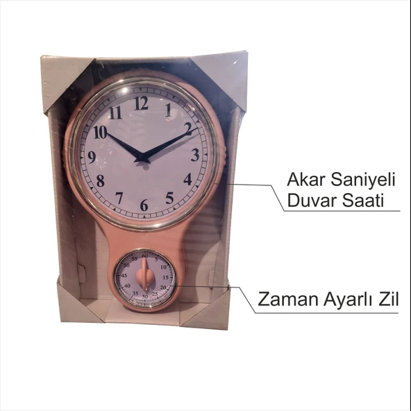 Mutfak Aşçı Pişirme İçin Zaman Ayarlı Çalar Saatli Cam Muhafazalı Duvar Saati ürün görseli 1
