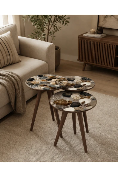 Opral Dekoratif Zigon Sehpa Seti - Resim 3