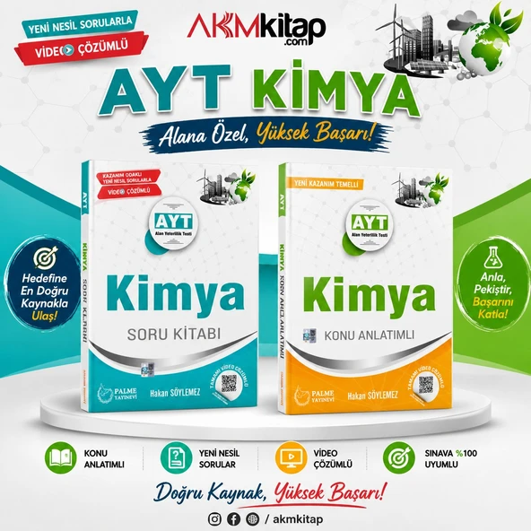 AYT Kimya Konu Anlatımı ve Soru Bankası 2 Kitap Set Palme Yayınları ürün görseli 1