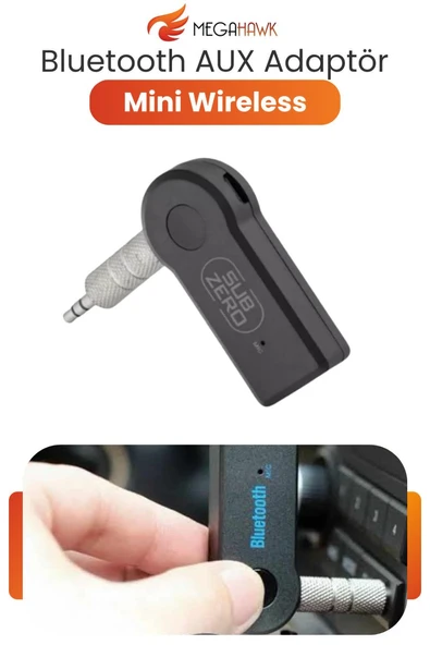Bluetooth AUX Adaptör Araç İçi Kablosuz Müzik Alıcı Handsfree Mini Wireless Receiver ürün görseli 1