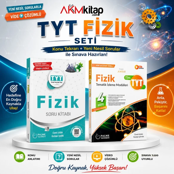 TYT Fizik Konu Anlatımlı ve Soru Bankası 2 Kitap Set Palme Yayınları ürün görseli 1