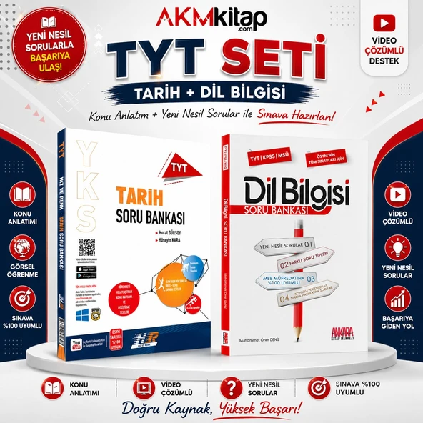 Hız ve Renk TYT Tarih ve AKM Dil Bilgisi Soru Bankası Seti 2 Kitap ürün görseli 1