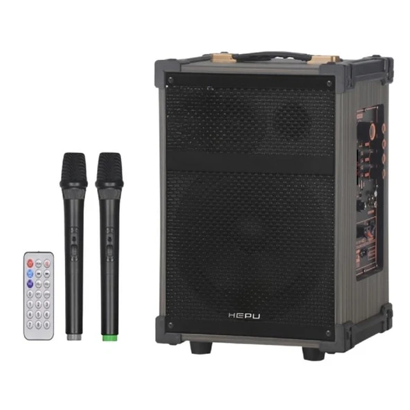 Hepu HP-977 Kablosuz Çift El Mikrofonlu Sarjlı Bluetooth 12” 50W Hoparlör ürün görseli 1