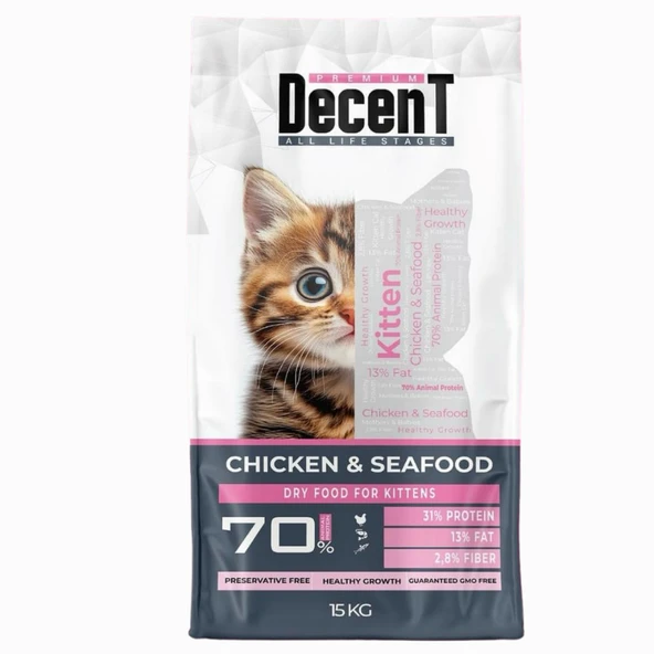 Decent Kitten Tavuklu ve Balıklı Yavru Kedi Maması 15 Kg ürün görseli 1