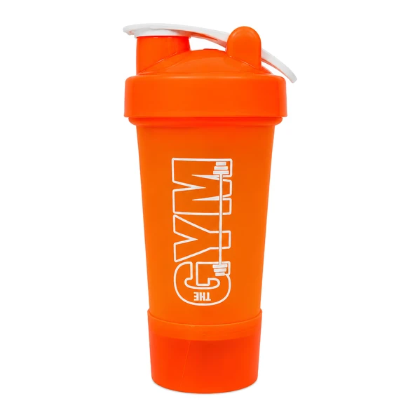 Gym Smart Shaker 550 ML Ölçekli ve Sızdırmaz Kapaklı Saklama Hazneli Protein Shaker (Turuncu) ürün görseli 1