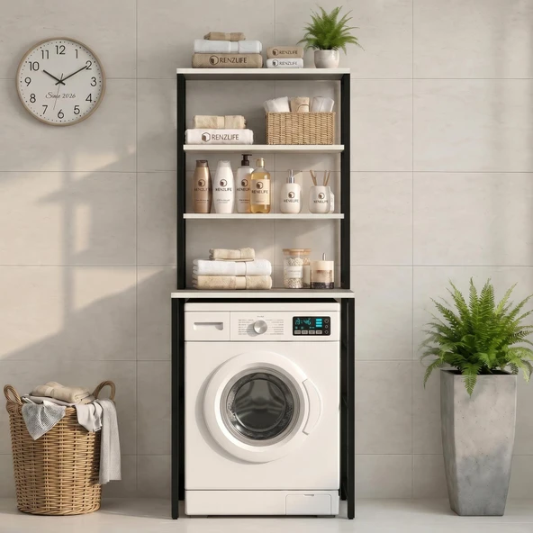 Kenzlife çamaşır kurutma makinesi dolabı domaniç grisyh 180*070*60 mat suntalam metal siyah boya ürün görseli 1