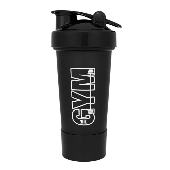 Gym Smart Shaker 550 ML Ölçekli ve Sızdırmaz Kapaklı Saklama Hazneli Protein Shaker (Siyah) ürün görseli 1