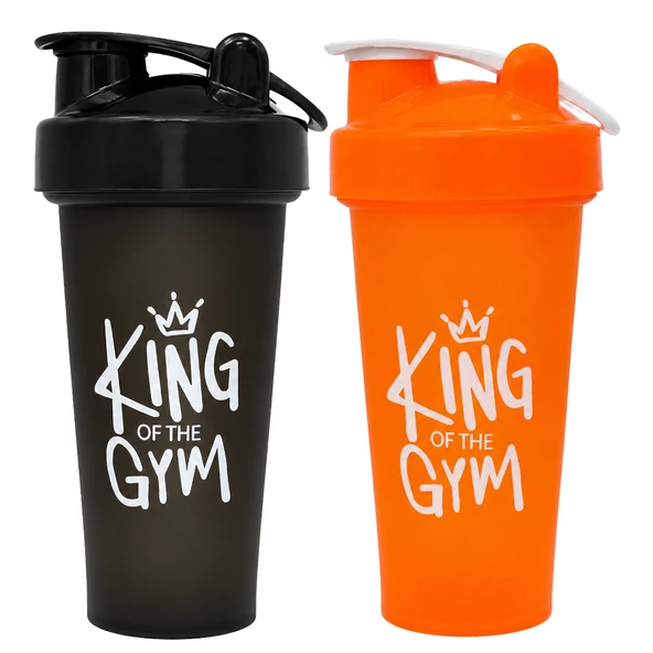 King Of The Gym Shaker 650 ML Ölçekli ve Sızdırmaz Kapaklı Protein Shaker 2'li Set (Siyah+Turuncu) ürün görseli 1