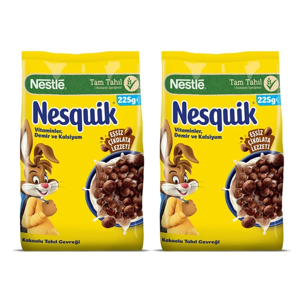 Nesquik Kakaolu Buğday ve Mısır Gevreği 225 Gr x 2 Adet ürün görseli 1