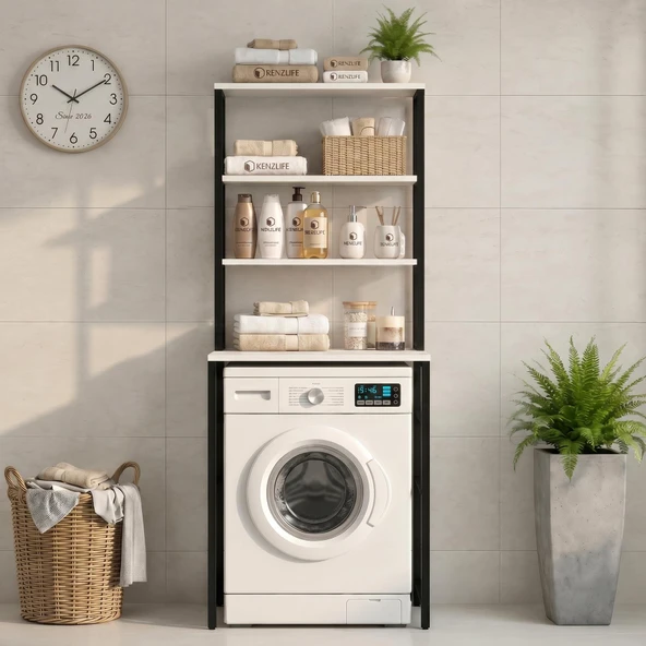 Kenzlife çamaşır kurutma makinesi dolabı domaniç byzsyh 180*070*60 mat suntalam metal siyah boya ürün görseli 1